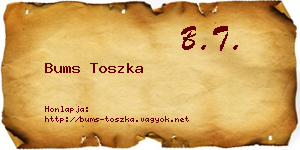 Bums Toszka névjegykártya